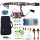 KYATON Fishing Rod and Reel Combos - Carbon Fiber Telesfishing Pole - Spinning Reel 12 +1 Bb with Carrying Case for Saltwater and Freshwater Fishing Gear Kit/Sier/2.1M/6.89Ft-Sd3000