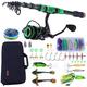 KYATON Fishing Rod and Reel Combos - Carbon Fiber Telesfishing Pole - Spinning Reel 12 +1 Bb with Carrying Case for Saltwater and Freshwater Fishing Gear Kit/Green/2.4M/7.87Ft Rod+3000 Reel