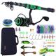 KYATON Fishing Rod and Reel Combos - Carbon Fiber Telesfishing Pole - Spinning Reel 12 +1 Bb with Carrying Case for Saltwater and Freshwater Fishing Gear Kit/Green/2.1M/6.89Ft Rod+3000 Reel