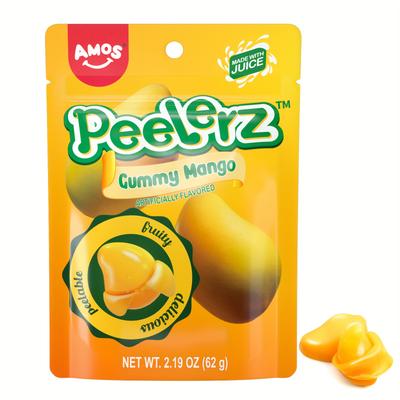 3/8pack, Amos 4d Gummy Peelable Candy, Mango & Orange Flavor Peelerz Gummy, Fruit Snacks, Gluten Free, Resealable 2.19oz/bag