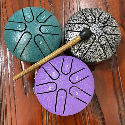 Steel Tongue Drum, Empty Drum, 3 Inch 6 Notes, Mini Steel Hand Drum, Percussion Instrument, Easy To Learn Musical Instrument, Small Iron Drum, Small Hand Dish, Send Drum Mallets, Music Book