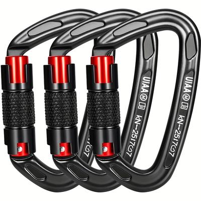 1pc 25kn Auto Locking Climbing Carabiner Clip, Heavy Duty Buckle For Rock Climbing, Rappelling And Mountaineering, D Shaped Large Hanging Buckle