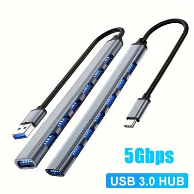 Usb Hub Usb 3.0 Hub Usb 2.0 Hub Usb C Hub Type C Hub Multi Splitter High Speed 5gbps For Pc Computer Multiport Usb A Hub Port 7 Ports