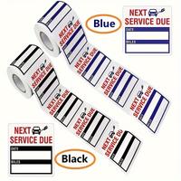 "150/300pcs Oil Change Stickers 2x2"" Service Black/blue Stickers, Service Due Reminder Sticker Roll, Removable Stickers In Roll- Peel & Write And Stick With No Residue Car Sticker (black/blue)"