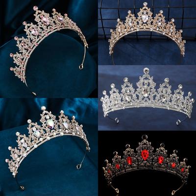 1pc Fashion Newest Alloy Inlaid Rhinestone Golden Hair Accessories Crown Wedding Accessories Tiara Crystal Hair Crown, Ideal Choice For Gifts
