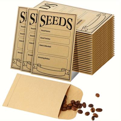 50/100pcs Brown Seed Envelopes Resealable Seed Pac...