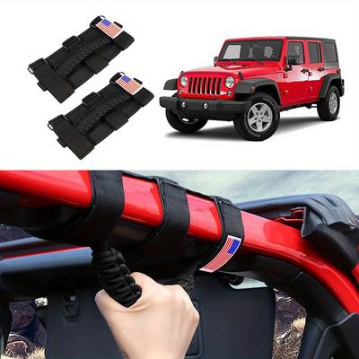2pcs Grab Handles Roll Bar Paracord Handgrip Handles With America Flag Pattern Replacement Fit For Yj Tj Jk Jl For Gladiator Jt 1955-2022