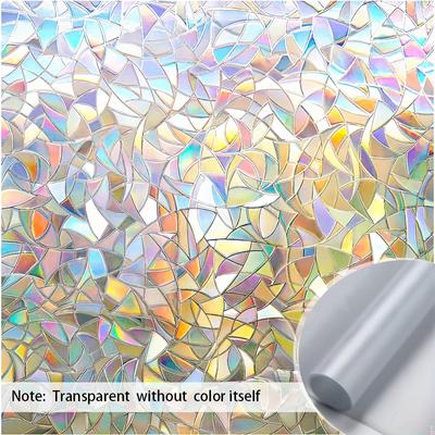 1pc Window Privacy Film Rainbow Window Clings 3d Decorative Window Vinyl Stained Glass Window Decals Static Cling Window Sticker For Bedroom Living Room Home Decor