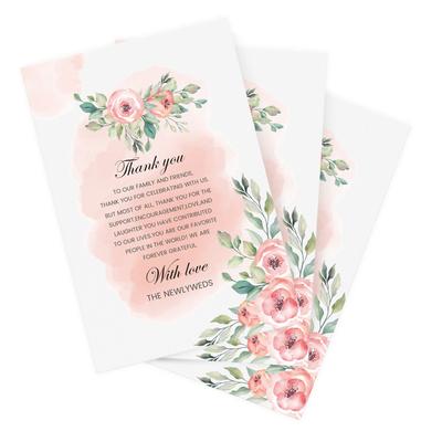 50pcs 10*15cm Flower Wedding Dinner Event Dining Table Card Thank You Card Event Decoration Card Writable, Finished Product