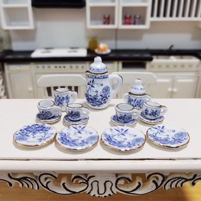 15pc Mini Ceramic Tea Set - Perfect Dollhouse Play...