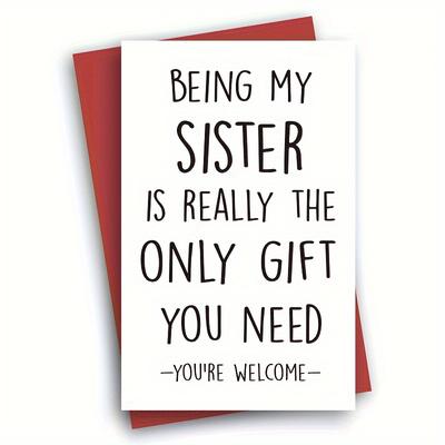 1pc Funny Birthday Card For Sister, Humorous Birthday Greeting Card For Sister, Sister Card, Sister Gifts, Personalised Sister Birthday Card With Envelopes