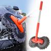 Rotating Auto Supplies Roof Window Cleaning Maintenance Car Wash Mop Three-section Telescopic Auto Accessories Double Brush Head