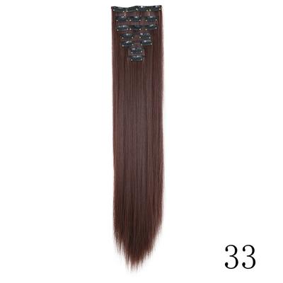 7pcs/set 24inchs 16 Clips In Hair Extensions Long Straight Hairstyle Synthetic Blonde Black Hairpieces Heat Resistant False Hair