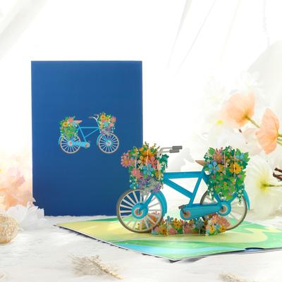 1pc Flower Bicycle Pop Up Card, 3d Spring Flower Bike Greeting Card For Anniversary, Mothers Day, Valentines Day, Thinking Of You, Thank You, Wedding, Sympathy