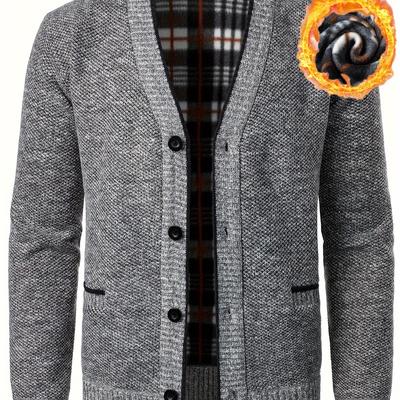 TEMU Men's V-neck Cardigan Casual Knit Jacket For Fall Winter Men Clothes Best Sellers