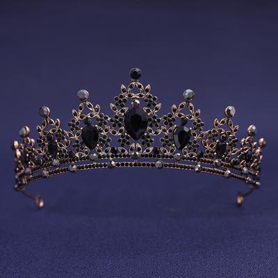 1pc Baroque Style Queen Princess Crown Sparkly Colorful Rhinestone Crown Wedding Bride Round Headpiece