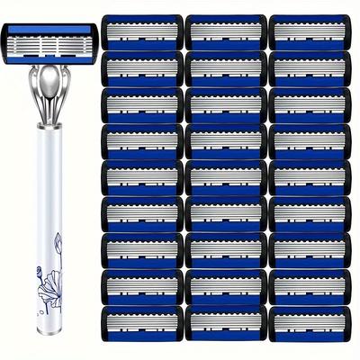 Manual Men's Razor, 6-layers Stainless Steel Blades Razor For Men With Precision Trimmer, Metal Razor Holder, Replacement Blades, Razor For Men Women