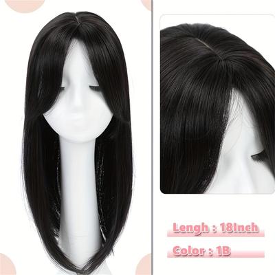 Hair Toppers For Thinning Hair 14/16 Inch Hair Pieces For Women Black Brown Hair Topper Adding Extra Hair Volume, Straight Hair Piece Hair Accessories Synthetic