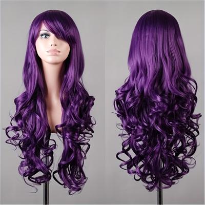 Costume Wigs Colorful Long Curly Synthetic Wig Wit...
