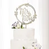 INS New Wooden Wedding Mr Mrs Cake Topper Flowers Wedding Cake Topper for Wedding Party Cake