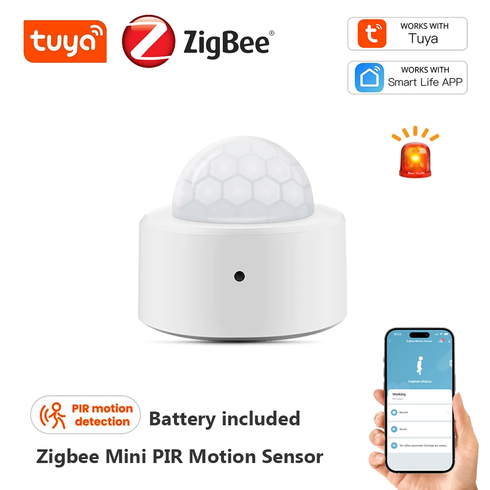 Tuya zigbee mini pir bewegungs detektor menschlicher bewegungs sensor infrarot detektor sicherheits alarm funktioniert mit alexa amazon google home Image