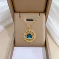 Collier pendentif planète bleue délicate acier inoxydable collier de clavicule bijoux