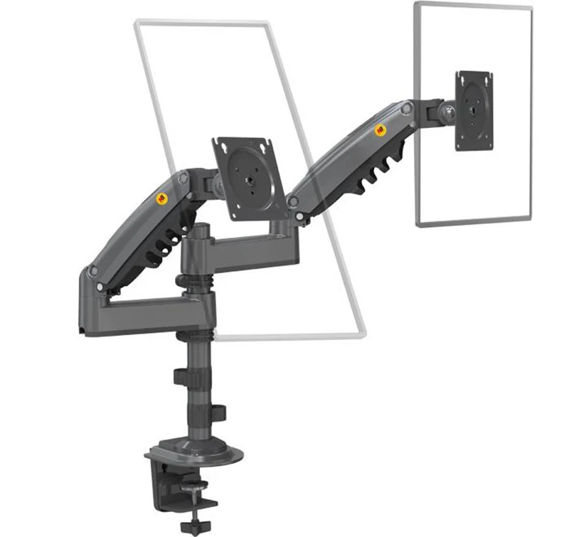 NB H180-Support de bureau à double moniteur, ressort à gaz, mouvement complet, support de télévision LCD 17 "-27", support de pince à double bras ergonomique, 2-9kg chacun