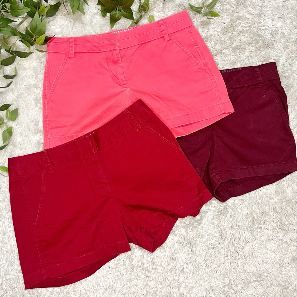 J. Crew Shorts | J. Crew Set Of 3 Chino Summer Short Shorts - Size 2. Bundle Of Womens Shorts | Color: Pink/Red | Size: 2