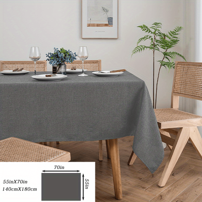 TEMU 1pc Elegant Gray Polyester Tablecloth - Thick Solid Color, Rectangular Design For Modern Dining Decor, Machine- Fabric, Kitchen Table Cloth Image