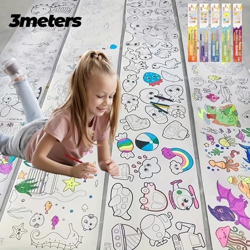 Doodle Painting Roll, Painting Paper Roll Diy Painting Painting Color Filling, Develop Imagination Painting Tools (without Pen, Uncolored Painting Roll) Halloween/christmas Gift Easter Gift