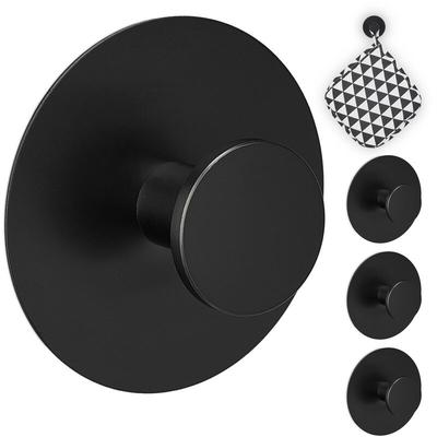 Haken selbstklebend, 4er Set, Edelstahl, ø 5,5 cm, Wandhaken ohne Bohren, Klebehaken Bad & Küche, Image