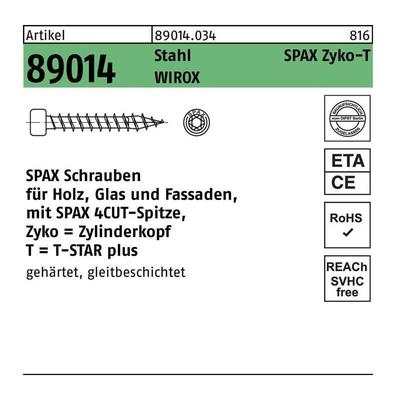 Spax - Zylinderkopf T-Star Plus T40 Vollgewinde Cut Wirox 50St 8x200