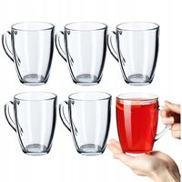Teegläser, Wassergläser mit Henkel, 6er Set, Glastassen, Saftgläser, Gläserset, Gläser für Tee