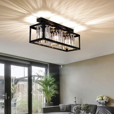Kristall Deckenleuchte schwarz Deckenlampe E27 3 flammig Wohnzimmerlampe modern, Metall Glas Image