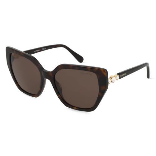 Swarovski 0SK6016 Damen-Sonnenbrille Vollrand Eckig Metall-Gestell, braun