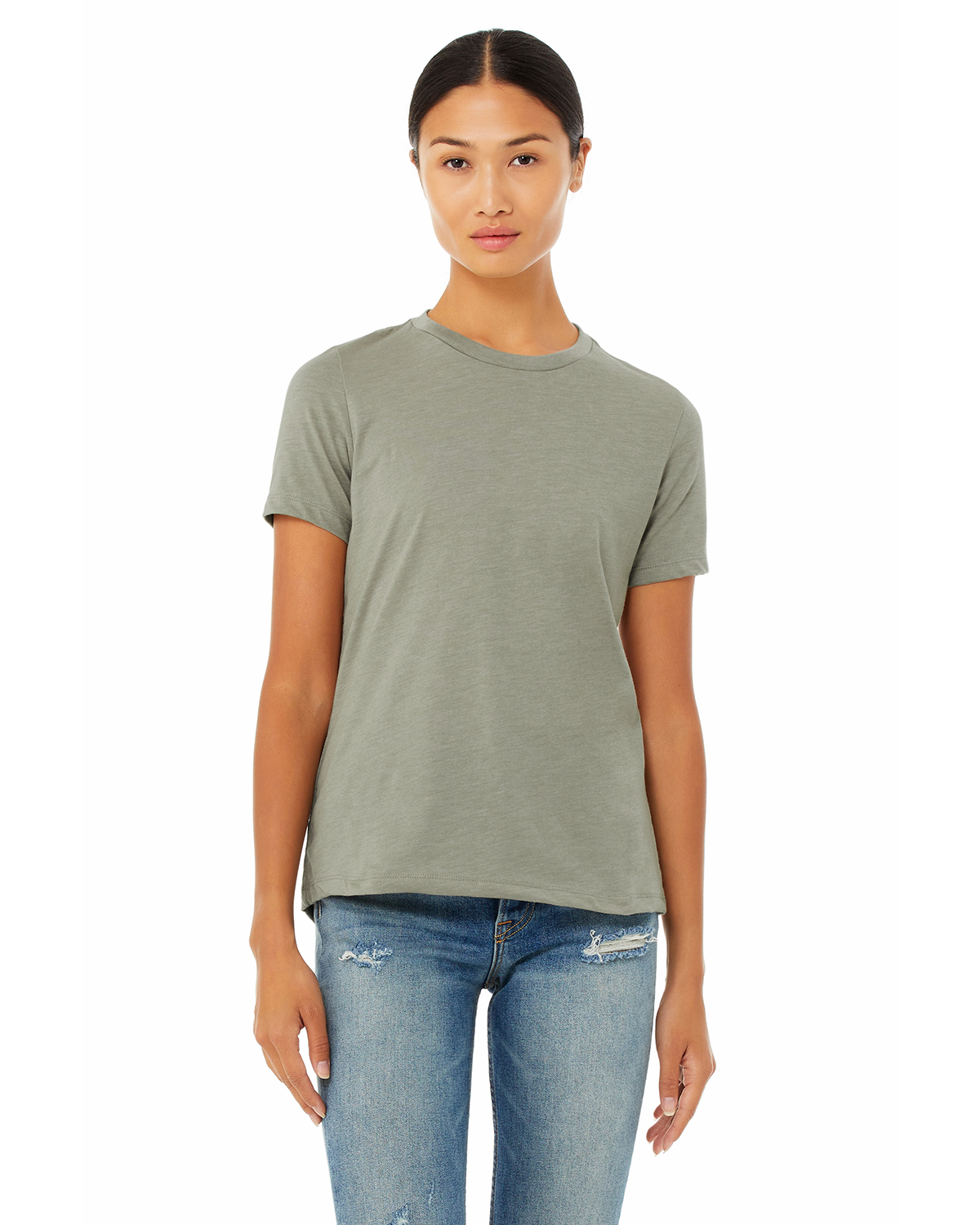Bella + Canvas 6400CVC Women's Relaxed Heather CVC Short-Sleeve T-Shirt in Stone size 3XL | Cotton/Polyester Blend B6400CVC