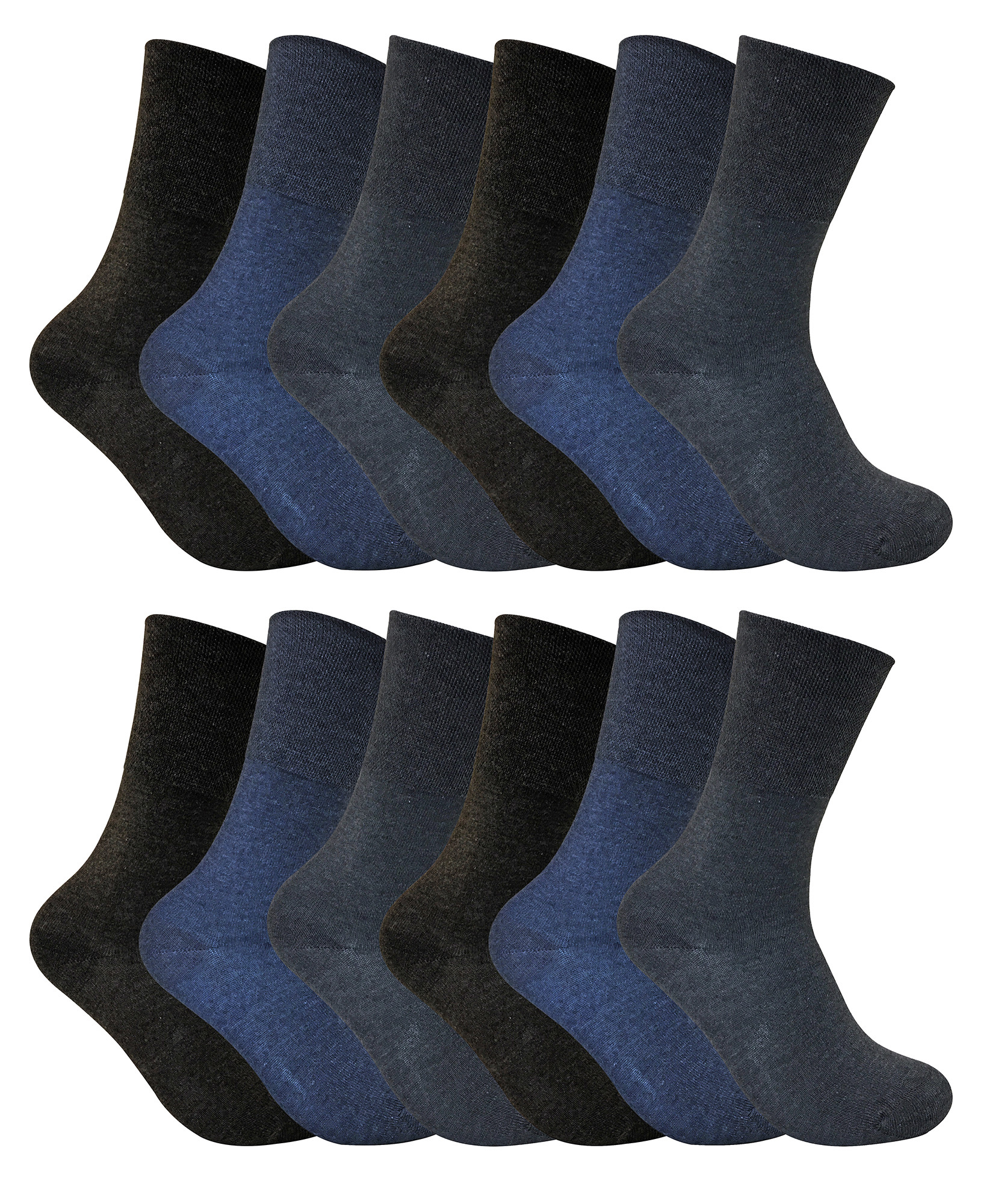 12 Pack Damen nicht elastische thermische diabetische Socken | Socken Snob | Frauen Soft Top Socken für schlechte Durchblutung - dunkelblau