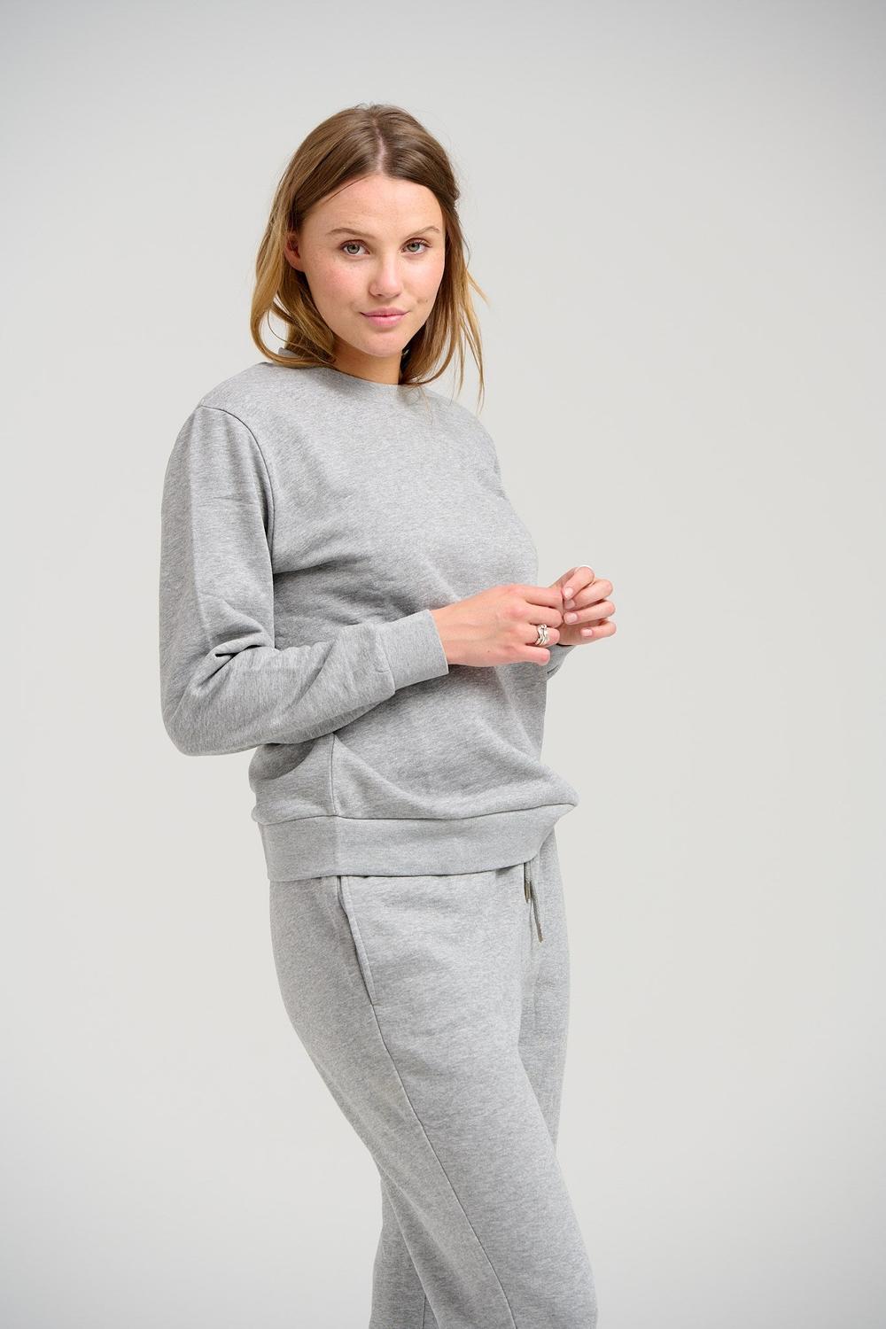 Basic Sweat mit Rundhalsausschnitt - Hellgrau meliert Image