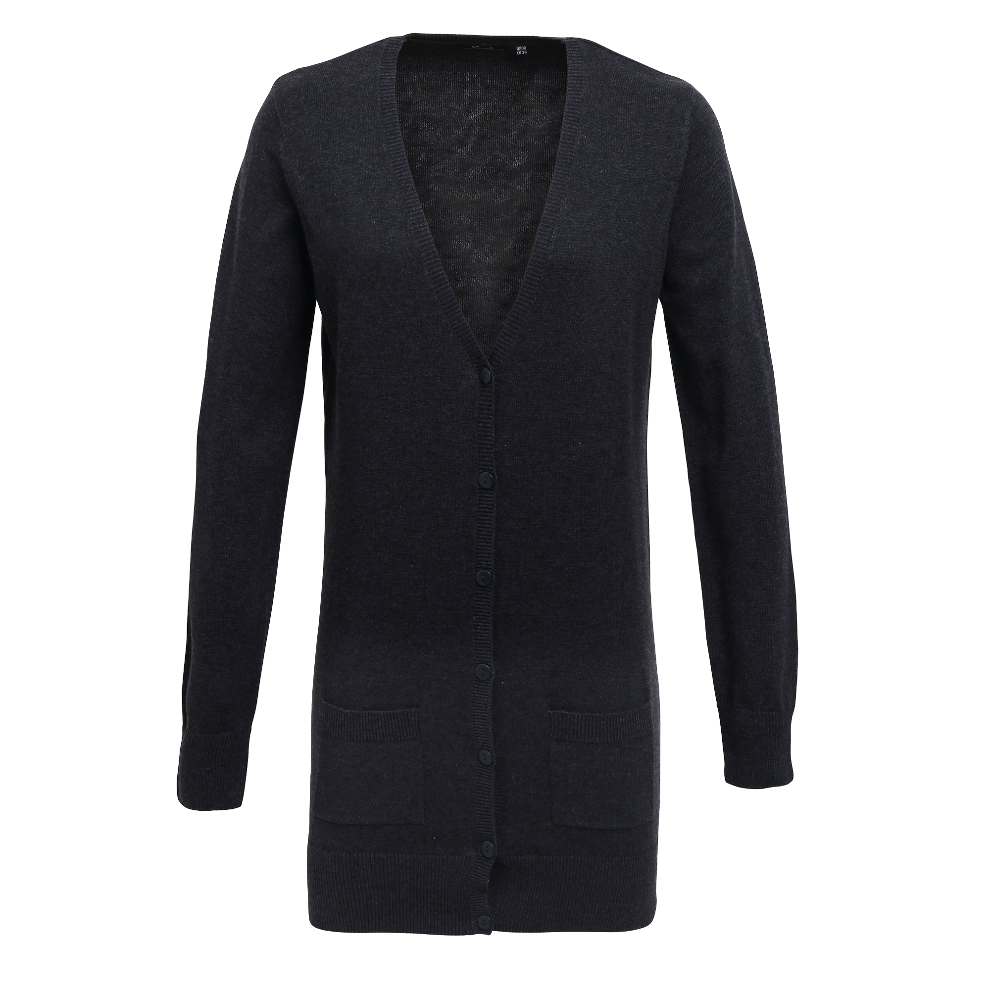 Premier Womens/Ladies Longline V-Ausschnitt Strickjacke (Charcoal) Image