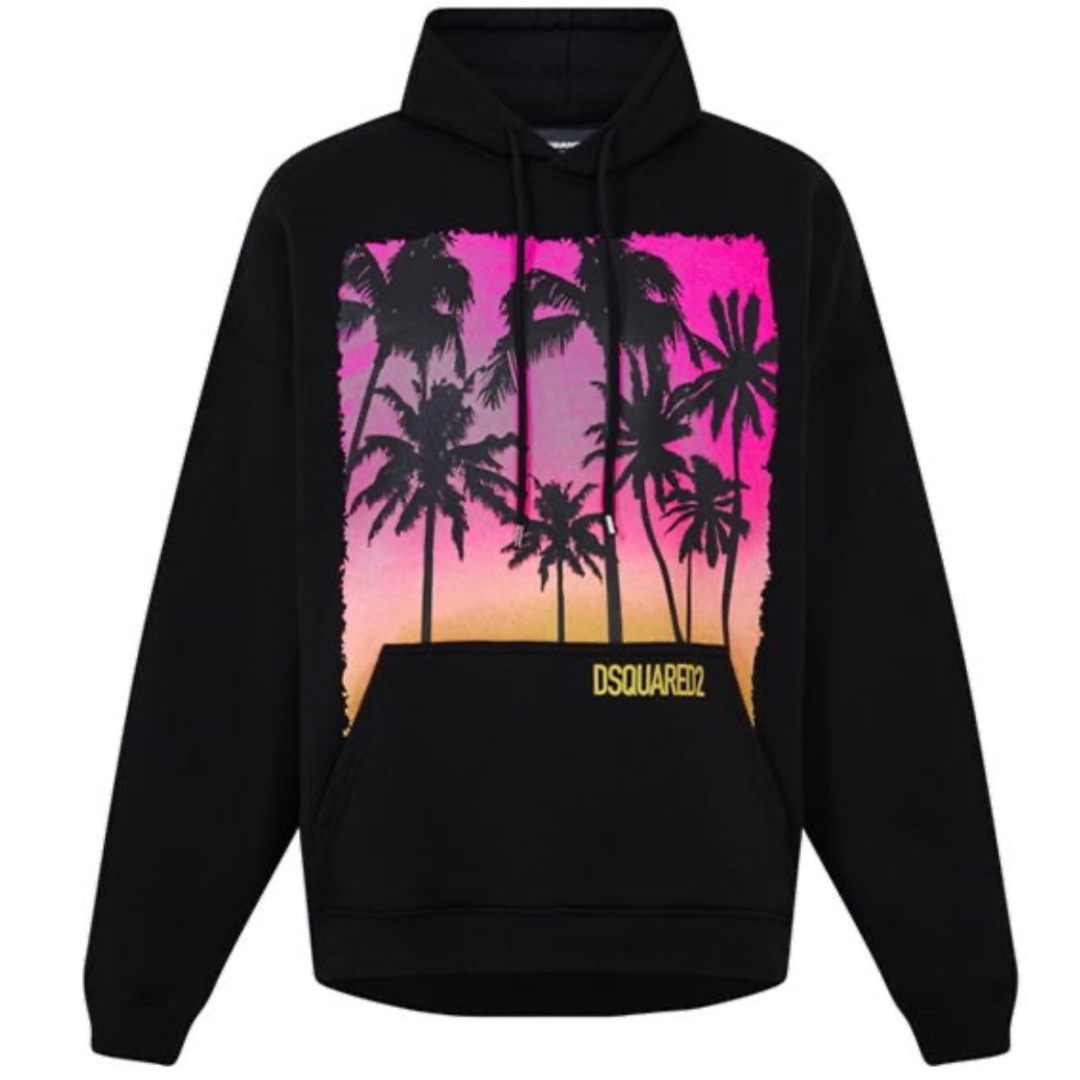Dsquared2 Sonnenaufgang Design Herca Fit Schwarz Hoodie Image