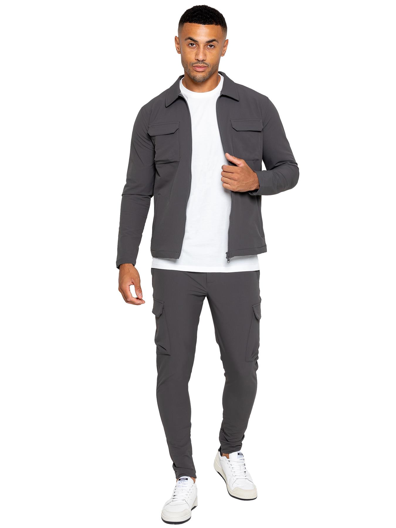 Enzo | Herren Cargo Shacket Trainingsanzug Set - Grau Image