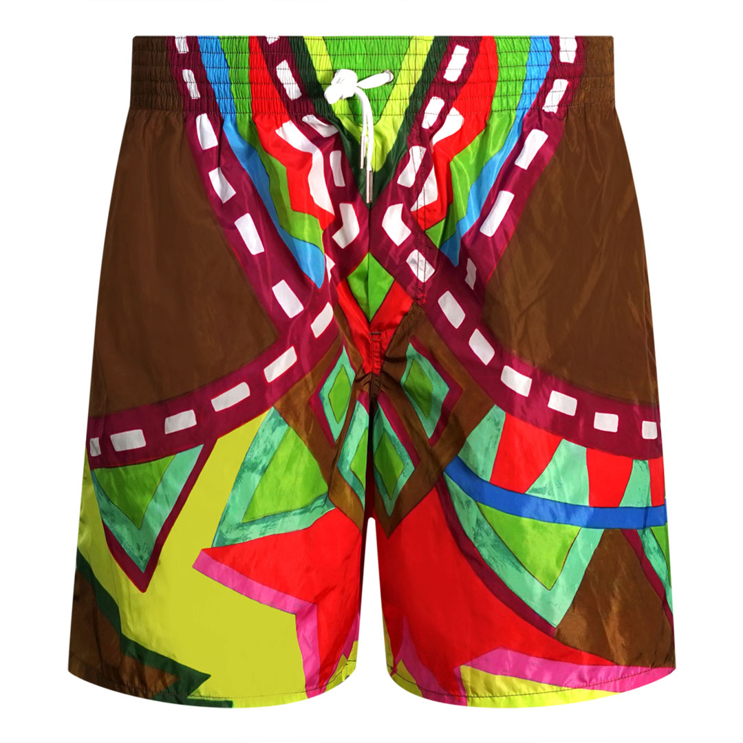 Dsquared2 Bunte abstrakte Design Braun Schwimmen Shorts Image