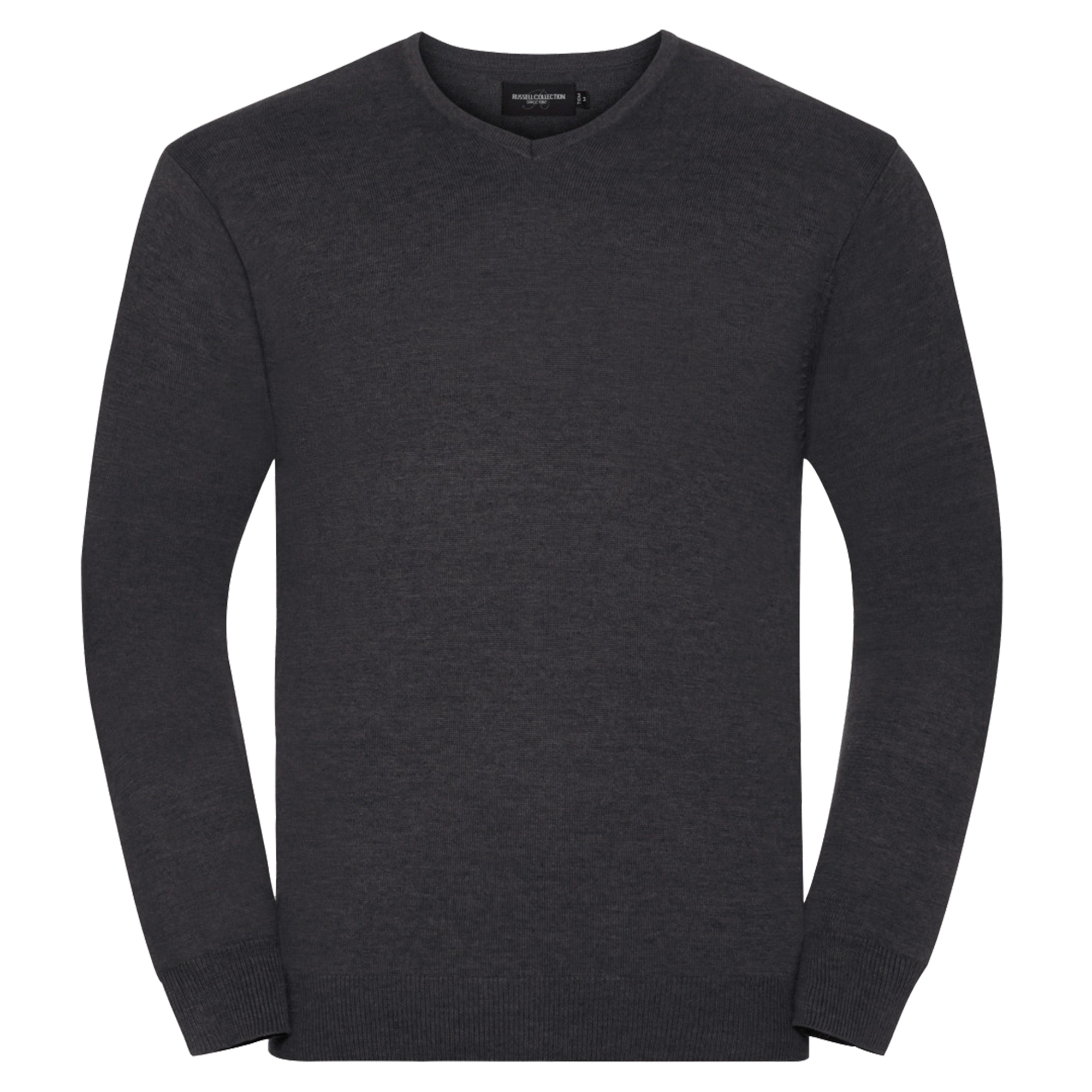 Russell Collection Herren V-Ausschnitt gestrickt Pullover Sweatshirt (Charcoal Marl) Image