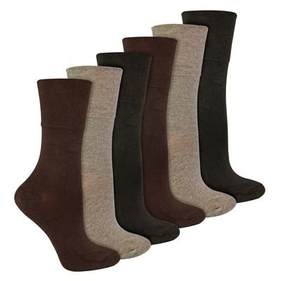 IOMI - 6 Pack Damen Diabetiker Bambus Socken | Extra breite nahtlose lockere nicht elastische Socken für Frauen - Dunkelbraun Image