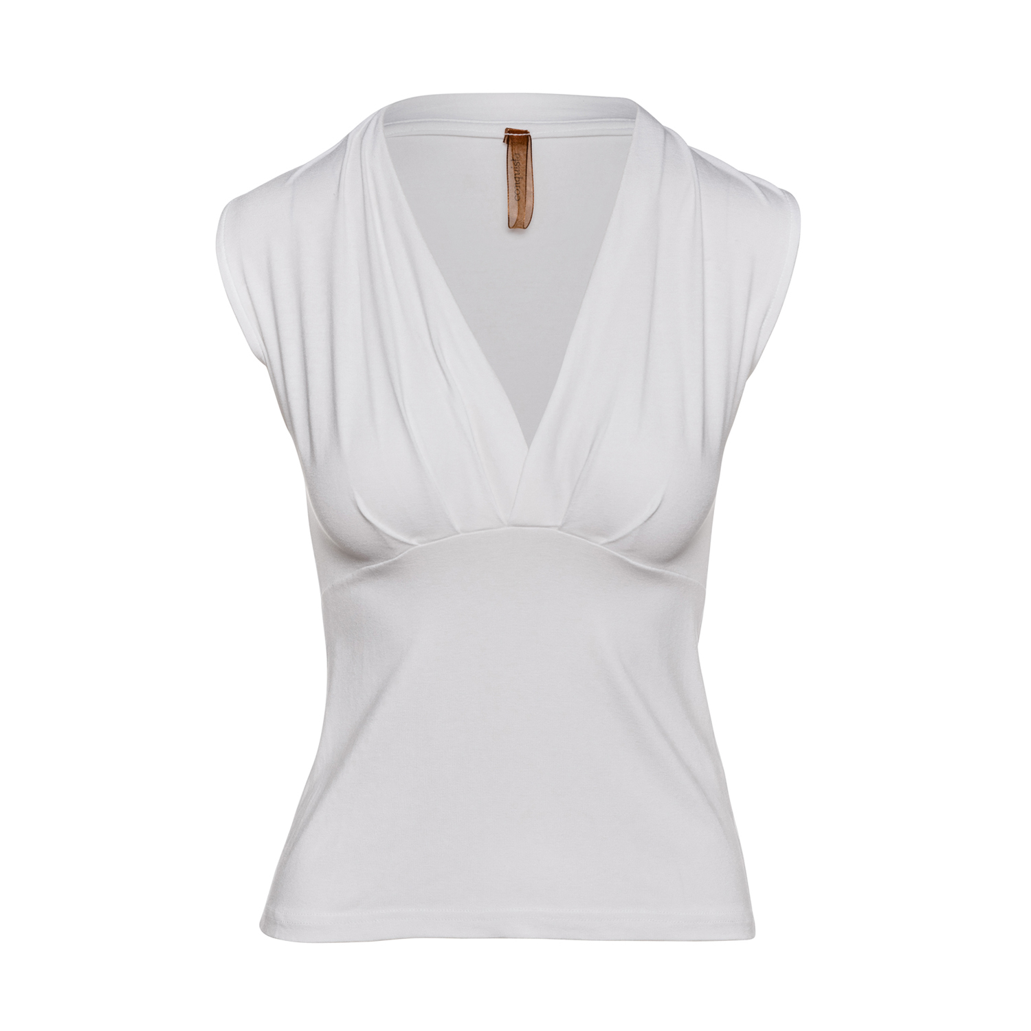 Weißes ärmelloses Top mit Faux Wrap Image