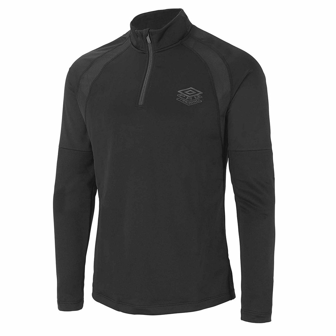 Umbro -Grafiklogo Langarm schwarz 1/4 Reißverschluss UP Mens Ptf Top 65846g Kmk Image