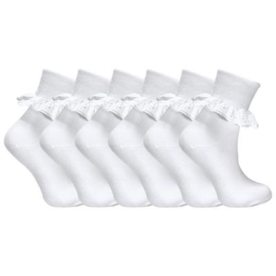 6 Pack Baby Mädchen Rüschen Spitzen Socken | Socken Snob | Baumwolle Fancy Socken für Kleinkind - Rosa Image