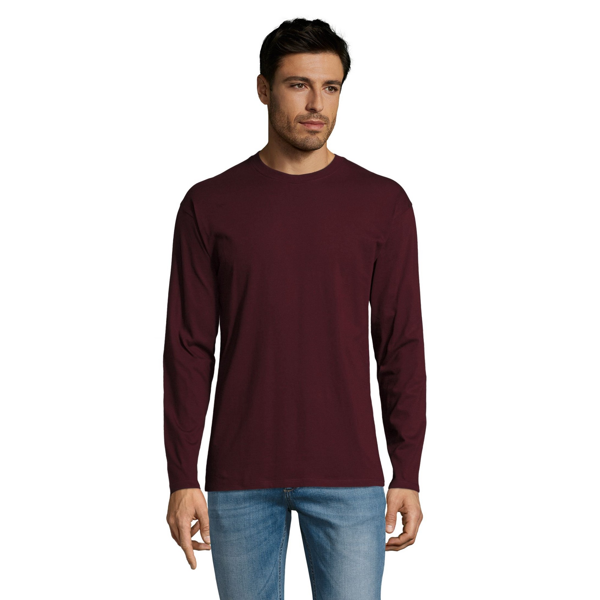 SOLS Herren Monarch Langarm T-Shirt (Oxblood) Image