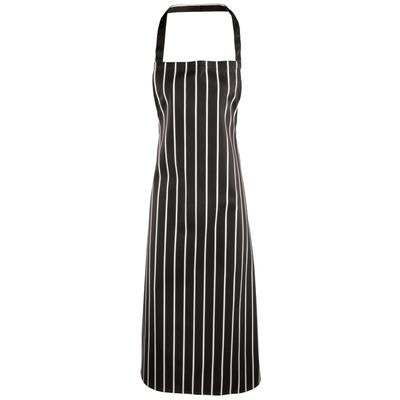 Premier Ladies/Womens Stripe Apron (Metzgerstil) (Schwarz/Weiß) Image