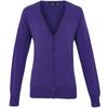 Premier Womens/Ladies Button Through Long Sleeve V-neck Knitted Cardigan (Violett)